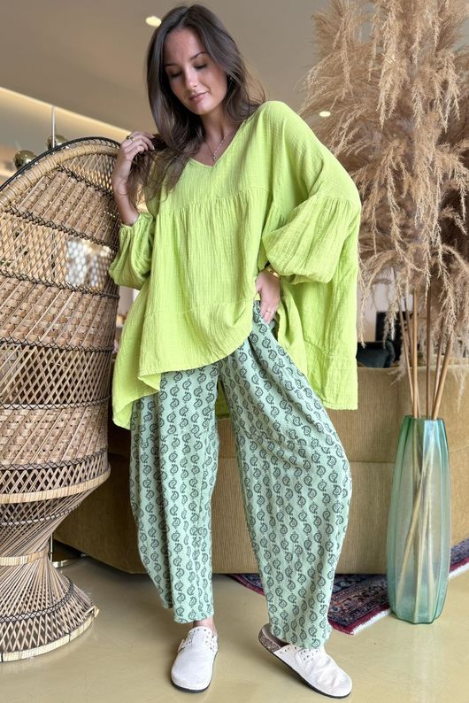 Suri Cushion Cotton Artist Smock Lime /15=